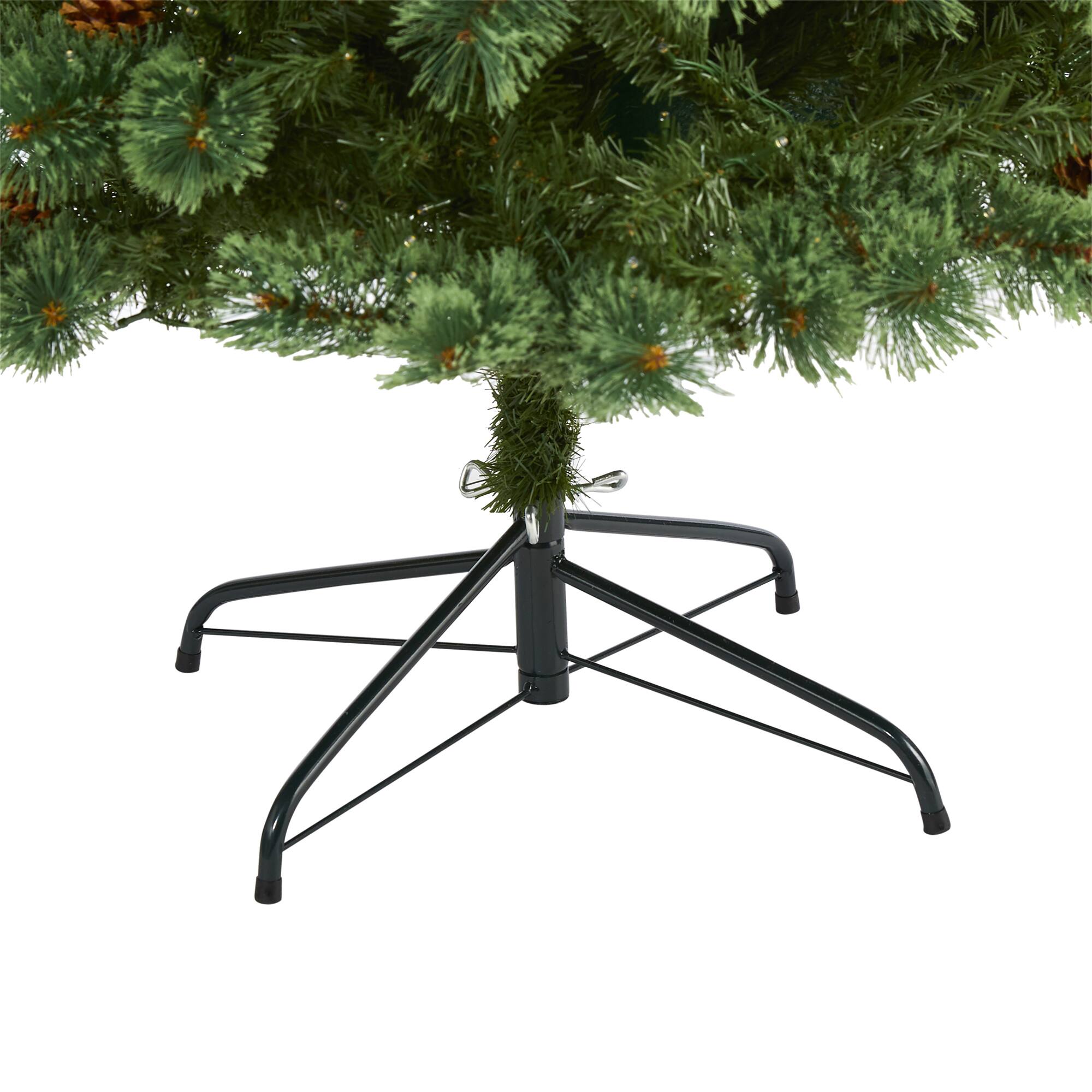 7ft. Pre-Lit White Mountain Pine & Pinecones Artificial Christmas Tree with Clear LED Lights